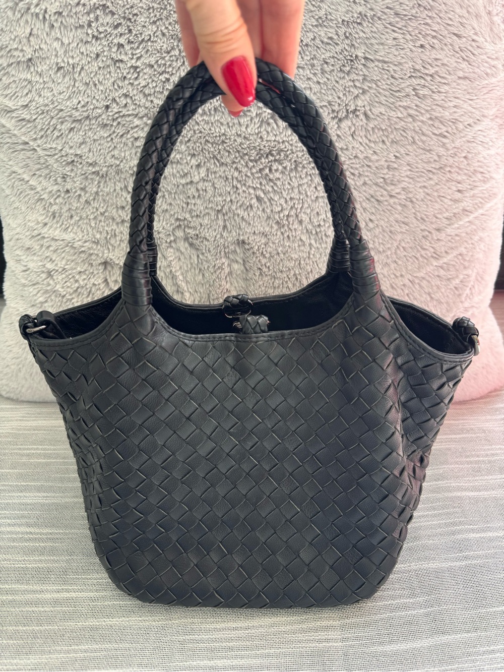Bottega Veneta Black Intrecciato Shoulder Bag